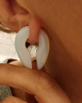 Keyhole & Round Opal Stone Ear Weights 6,8,10mm - Alpha Piercing