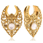Gold Vintage Ear Gauges With Stone.