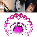 Purple ear stretching kit for stretched lobes.