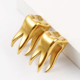 Gold teeth lobe hangers. Free worldwide shipping.