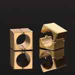 Gold cube ear hangers. Cube weights for stretched lobes.