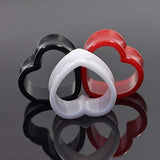 FOR USA ONLY Set of 3 Pairs Heart Shaped Tunnels 6G-7/8 (4mm-2mm)