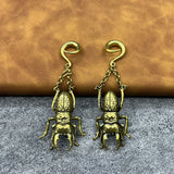 Gold Egyptian Scarab Ear Hangers. Free Shipping. Alpha Piercing.