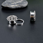 Ear Plugs - Skull Flower - 6mm - 25mm ( 2g - 1'' )