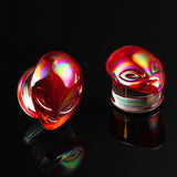 Colourful Glass Alien Head Ear Plugs 6mm-25mm - Alpha Piercing