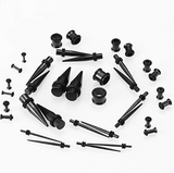 FOR USA ONLY Complete Black Ear Stretching Kit x36 Pieces 14G-00G (1.6mm-10mm)