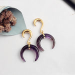 Crescent Stone Ear Hangers For Stretched Lobes. Free Worldwide Shipping.