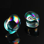 Colourful Glass Alien Head Ear Plugs 6mm-25mm - Alpha Piercing