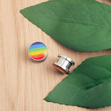 Pride colored ear plugs and tunnels with free shipping to your doorstep. Rainbow ear plug gauges 6mm to 16mm.