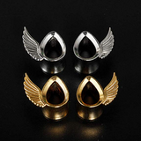 Ear tunnels with wings 6mm to 18mm. Free worldwide shipping, sold as pairs and checked for flaws. Ear plugs and tunnels.