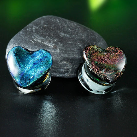 Beautiful Heart Shaped Glass Ear Plugs. Lobe Gauges Size 6mm-16mm. Sold As Pair And Checked For Flaws. Free Shipping To Your Doorstep.