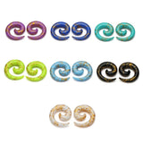 Ear lobe spiral gauges 1.6mm - 20mm with free shipping to your doorstep. Sold as 7 pairs acrylic spiral tapers for lobes.
