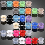 Soft silicone ear tunnels with free shipping. Saddle ear tunnels set of 15 pairs of silicone tunnels for lobe stretching. Free worldwide shipping.