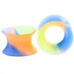 Set Of 11 Multi-Colored Silicone Ear Tunnels 6mm-16mm