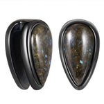 Oval Ear Hangers With Natural Stone