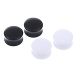 Solid Color Saddle Acrylic Ear Plugs 3mm-30mm (Black-White) - Alpha Piercing