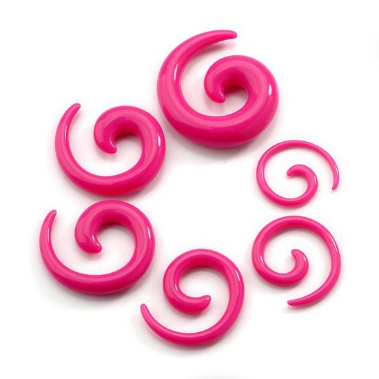 PAIR Black Acrylic Spiral Tapers Ear Stretcher Ear Plugs 12G-0G PAIR Black Acrylic Spiral Tapers Ear Stretcher Ear Plugs 12G-0G