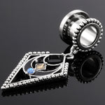 Rhombus dangle ear tunnel gauges, free shipping to your doorstep. Sold as pairs and checked for flaws. Ear lobe gauges 6mm to 16mm.