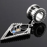 Rhombus dangle ear tunnel gauges, free shipping to your doorstep. Sold as pairs and checked for flaws. Ear lobe gauges 6mm to 16mm.