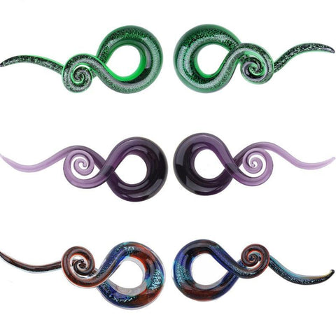 Ear glass spiral taper gauges 5mm to 12mm with free shipping to your doorstep. Our ear glass spirals are sold as pairs and checked for flaws. Available in three colors.