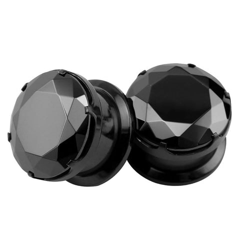 Black Crystal Ear Plugs 4mm-16mm - Alpha Piercing