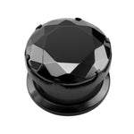 Black Crystal Ear Plugs 4mm-16mm - Alpha Piercing