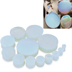 Opalite White Stone Double Flare Plugs 5-25mm - Alpha Piercing
