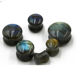 Pair of labradorite stone ear plugs with free shipping to your doorstep. Saddle stone ear plug gauges with free worldwide shipping.