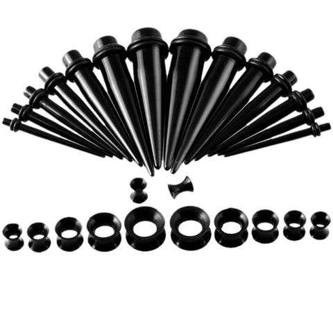 30x Pieces Ear Acrylic Tapers & Ear Silicone Tunnels Stretching Kit 1.6mm - 10mm - Alpha Piercing