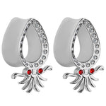 Octopus Oval Ear Tunnels With Jewels 6mm-16mm - Alpha Piercing