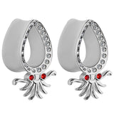 Octopus Oval Ear Tunnels With Jewels 6mm-16mm - Alpha Piercing