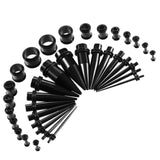 Black ear stretching kit with free shipping. Ear lobe gauges tapers and tunnels 1.6mm to 10mm. Packed individually and checked for flaws.