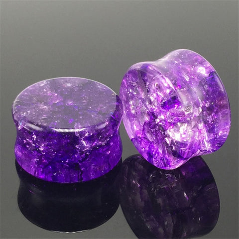 Purple Glass Ear Plugs -Universe- 8mm-16mm - Alpha Piercing