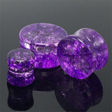 Purple ear glass gauges. Lobe plugs with free shipping to your doorstep. Checked for flaws and sold as pair.