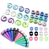 Complete Colorful Acrylic Stretching Kit x48 pcs. 3mm-10mm - Alpha Piercing