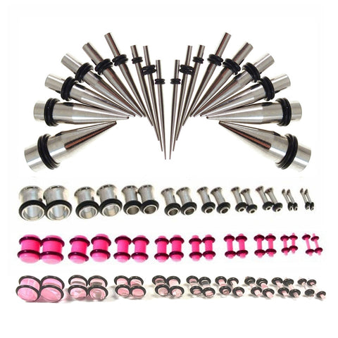 Complete Stretching Kit x72 Pieces 14G-00G (Stainless Steel & Acrylic) - Alpha Piercing