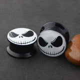jack skellington ear plugs 4mm to 16mm with free shipping. Black and white jack skellington ear plug gauges are sold as pairs and checked for flaws.