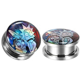 Stainless Steel Rick and Morty Ear Plugs 6mm-30mm - Alpha Piercing