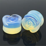 Opalite Stone Rose Ear Plugs 6mm-16mm - Alpha Piercing