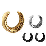 Stainless steel semicircle ear tunnels lobe gauges. Free shipping to your doorstep. Checked for flaws and sold as pairs.