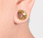Gold half moon saddle ear gauges. Free worldwide shipping.