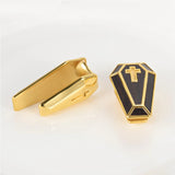 Gold coffin ear weights. Free shipping.